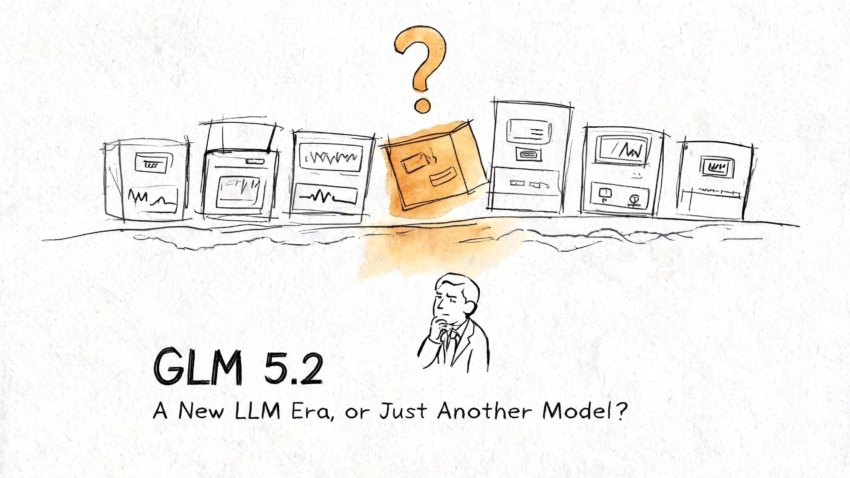 GLM 5.2 language model, surreal editorial illustration